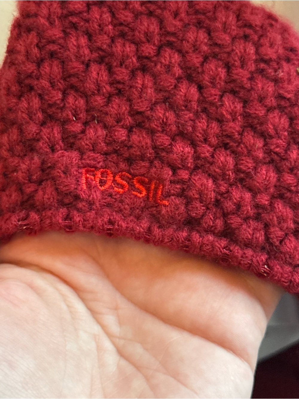 Y2K Fossil Cable Knit Newsboy Cap Buttons One Size Red - Picture 6 of 7